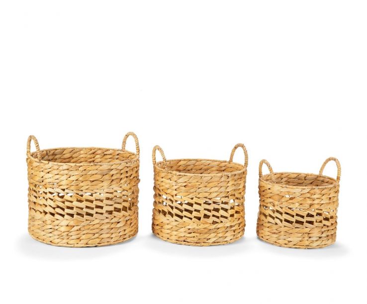 Set de tres cestas de jacinto de agua