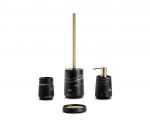 Conjunto de accesorios de baño de efecto mármol negro y dorado