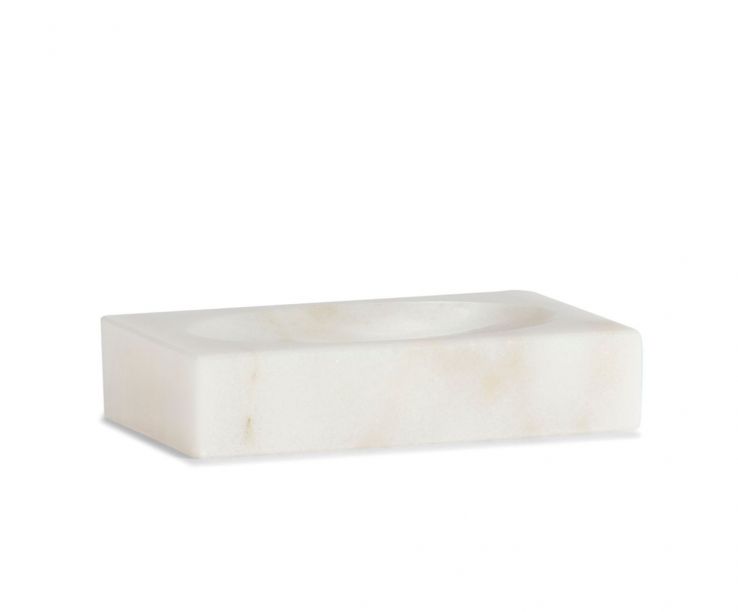 Jabonera cuadrada de mármol blanco