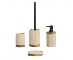 Conjunto de accesorios de baño de madera beige moderno