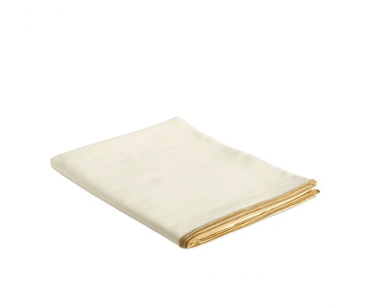 Mantel de lino blanco con ribete 140x200