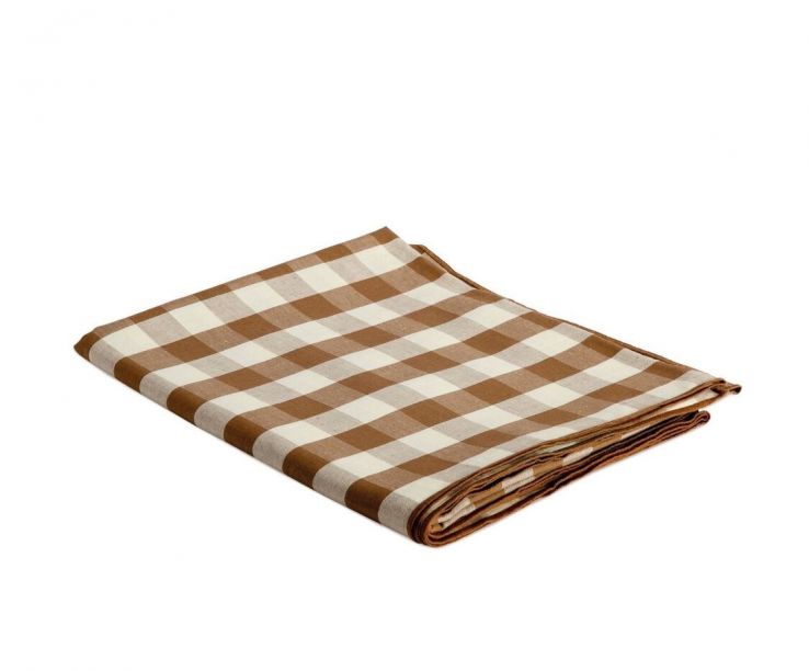 Mantel de mesa de cuadros vichy marrón 140x200