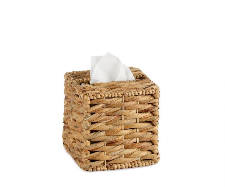 Caja para pañuelos de fibra natural con pañuelo