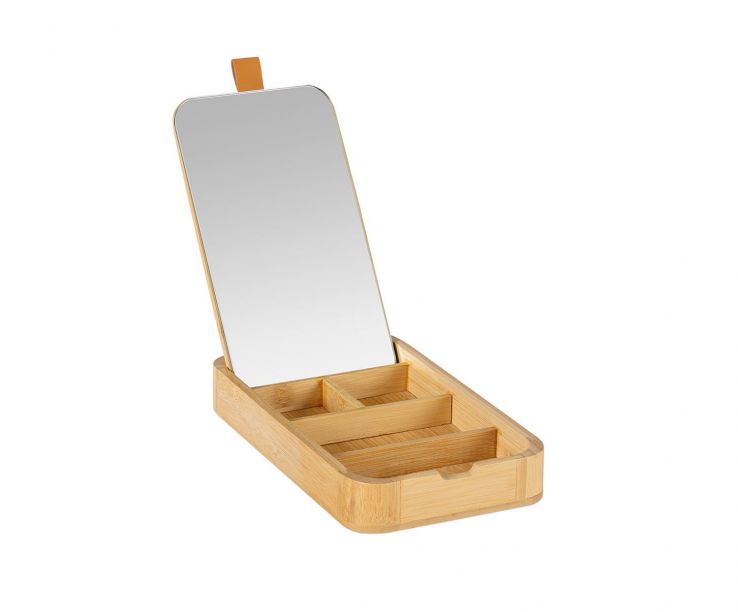 Joyero espejo de madera beige