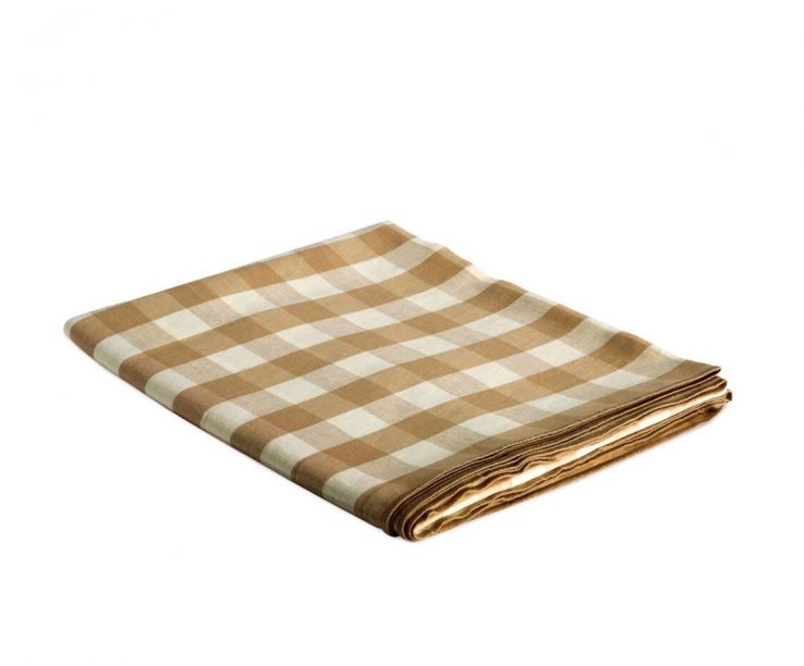 Mantel de mesa de cuadros vichy beige 140x200