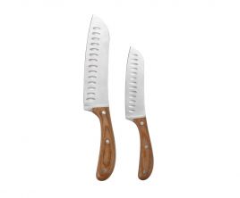 Set de 2 cuchillos Santoku de madera de acacia