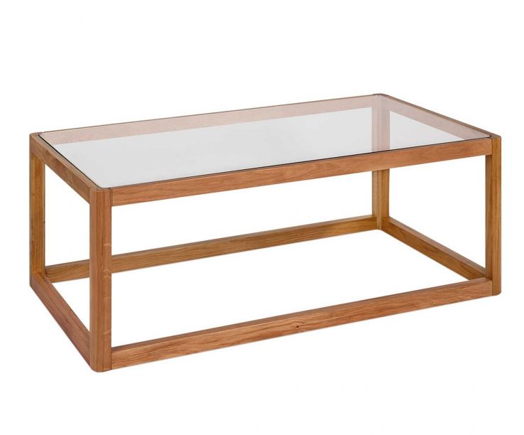 Mesa de centro de cristal y madera