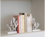 Sujetalibros Decorativo Blanco Coral con Libros