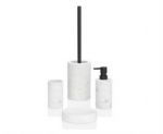 Conjunto de dispensador y accesorios de baño efecto mármol blanco y negro