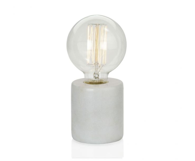 Lámpara de mesa con base de mármol blanco para bombilla vista