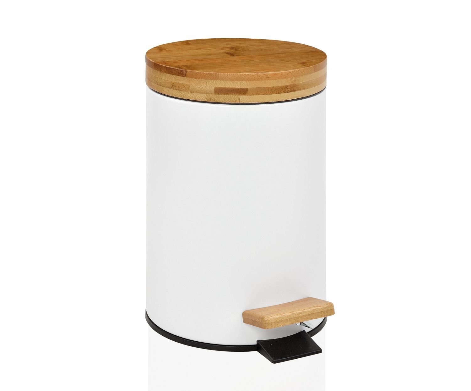 Accesorios de baño Papelera de baño con tapa de madera 3L - Cubo de basura  para baño con tapa y pedal Cierre silencioso color blanco 580241 -  AliExpress