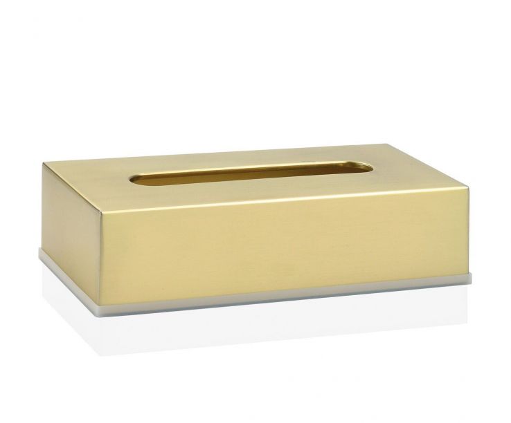 Caja para pañuelos dorada de acero inoxidable