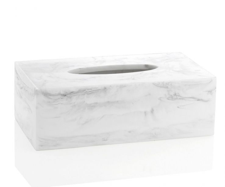 Caja para pañuelos efecto mármol blanco