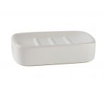 Jabonera de baño rectangular de cerámica blanca