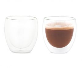 Set de dos vasos de vidrio doble para latte
