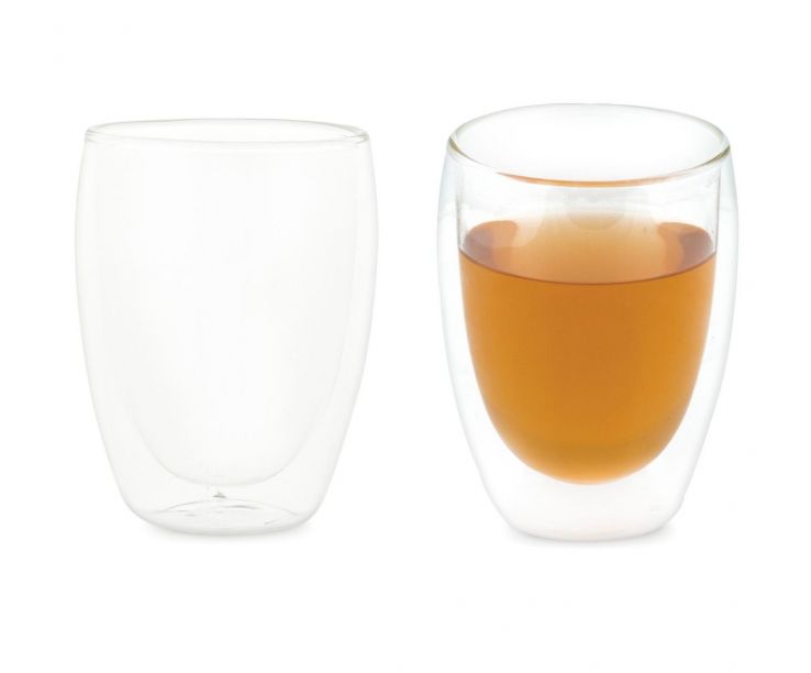 Set de dos vasos de vidrio doble para té