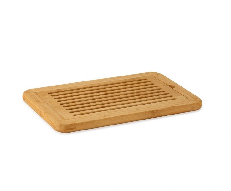 Tabla de cortar pan rectangular de bambú con rejilla extraíble